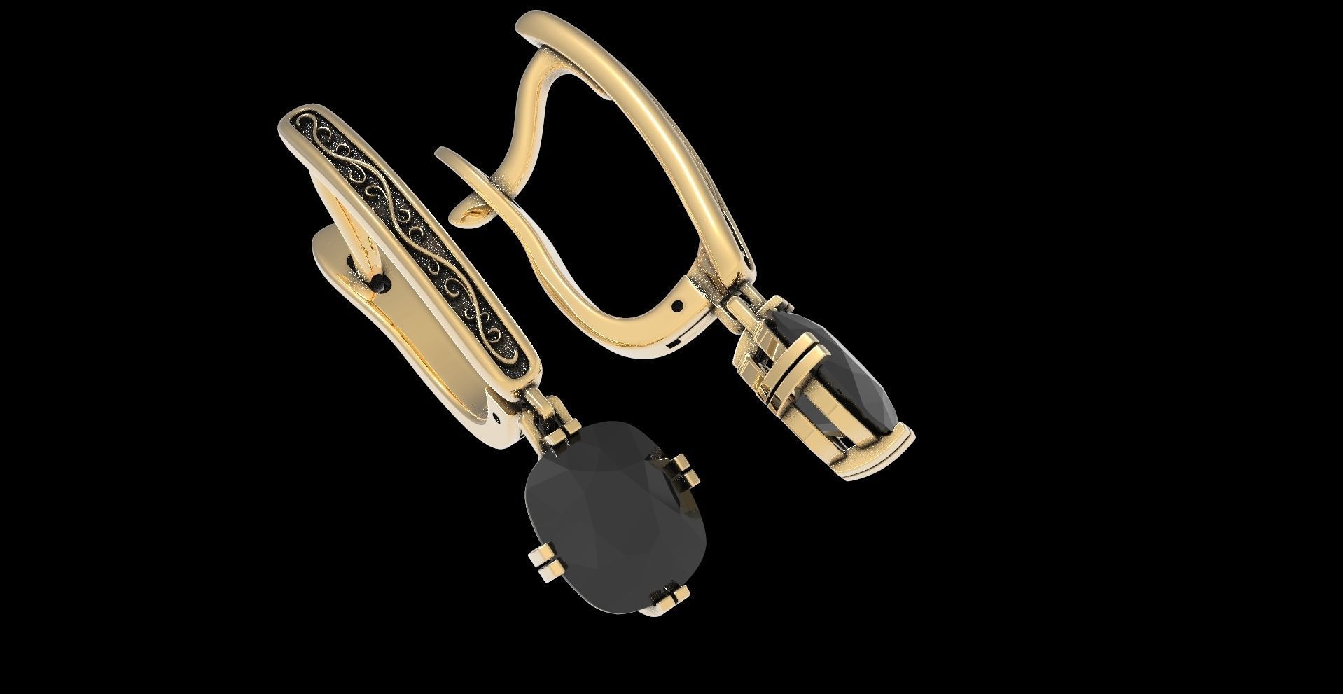 Stylish earrings with patterns English lock 3D print model_12