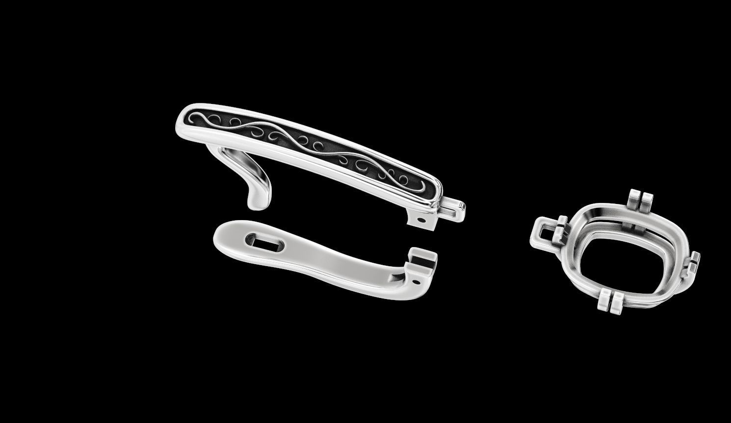 Stylish earrings with patterns English lock 3D print model_17