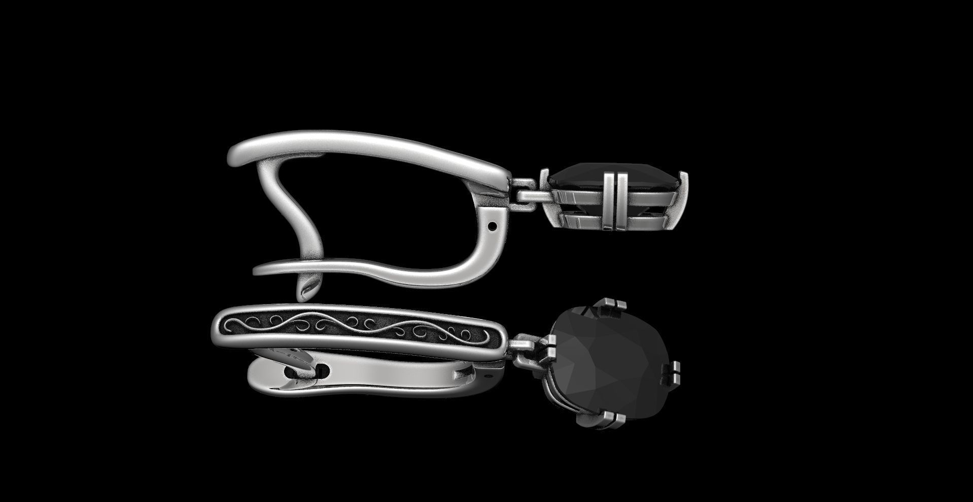 Stylish earrings with patterns English lock 3D print model_15