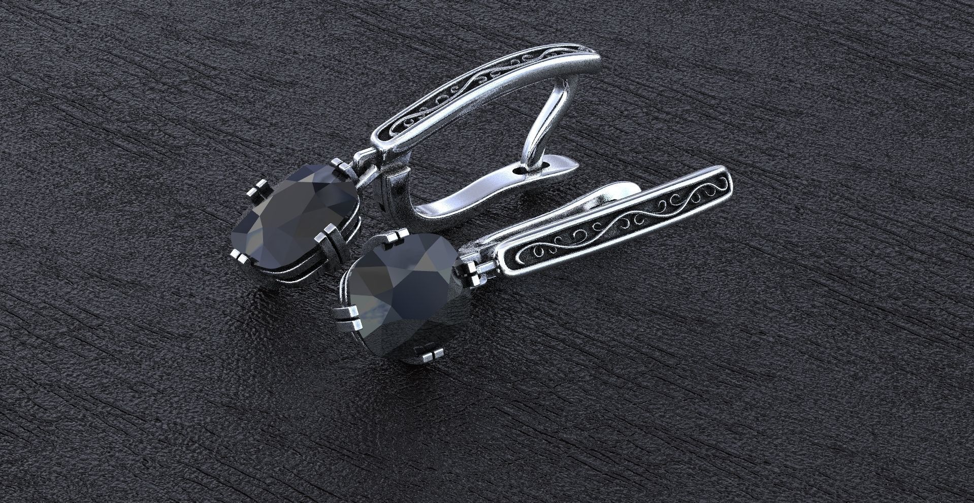 Stylish earrings with patterns English lock 3D print model_10