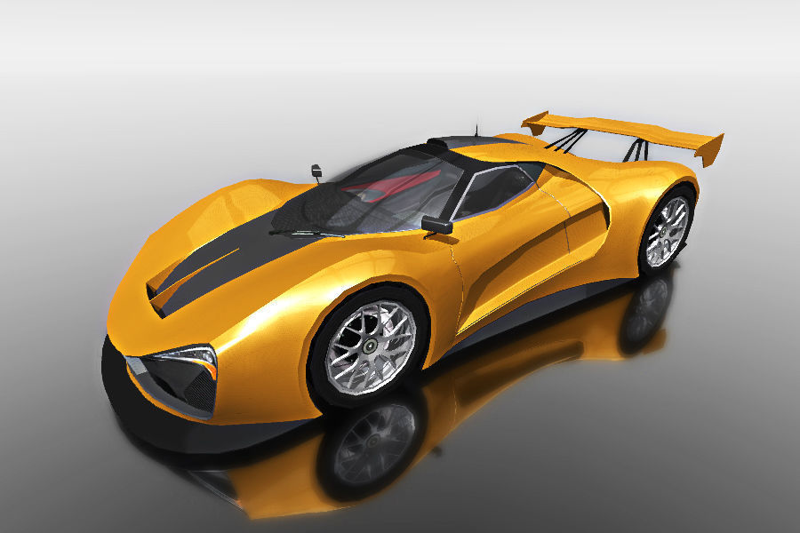 Orange Sport Car For Games 3D model FBX