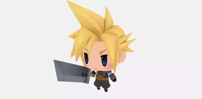 Cloud from World of Final Fantasy Low-poly 3D model