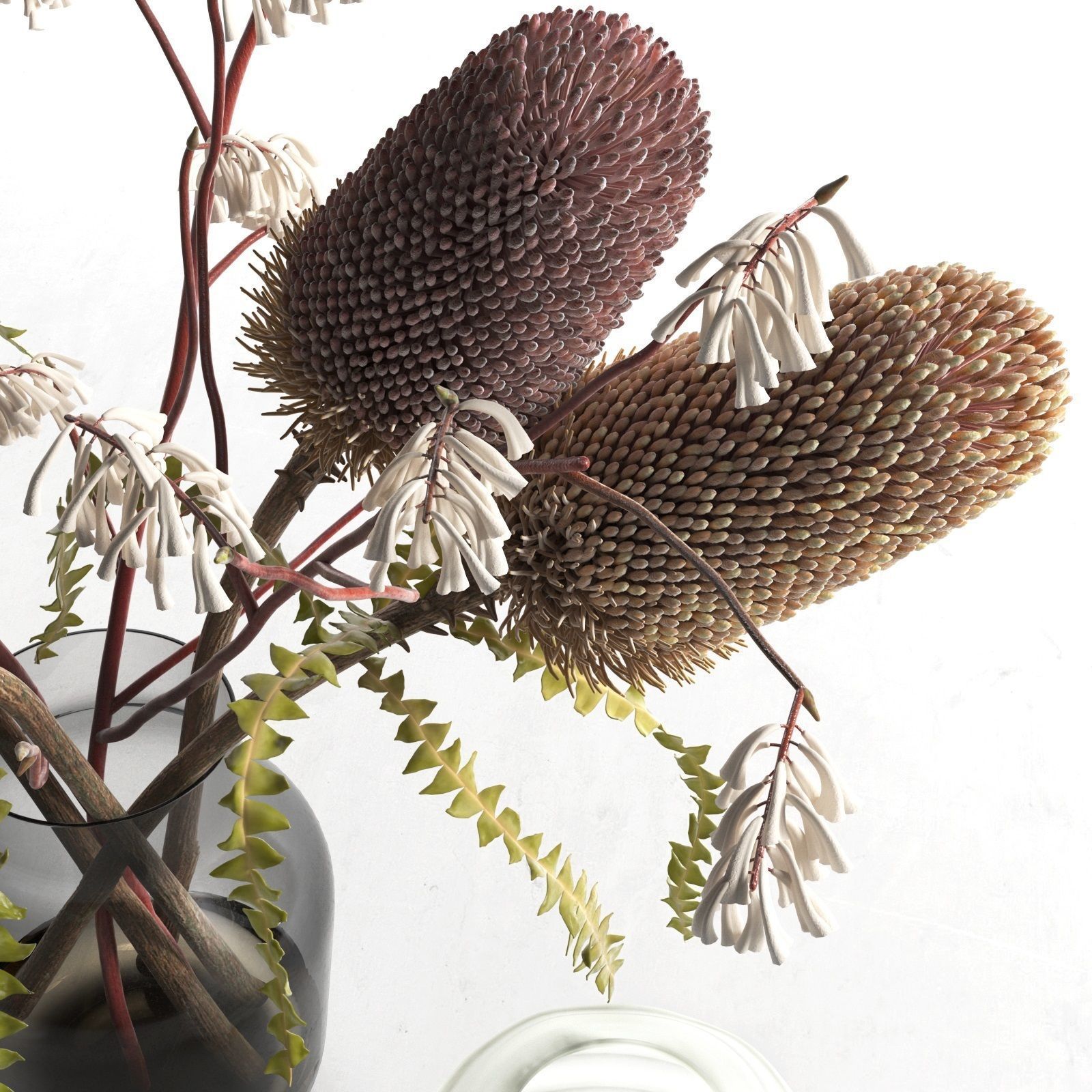 Bowl Vases with Flowers 3D model_1