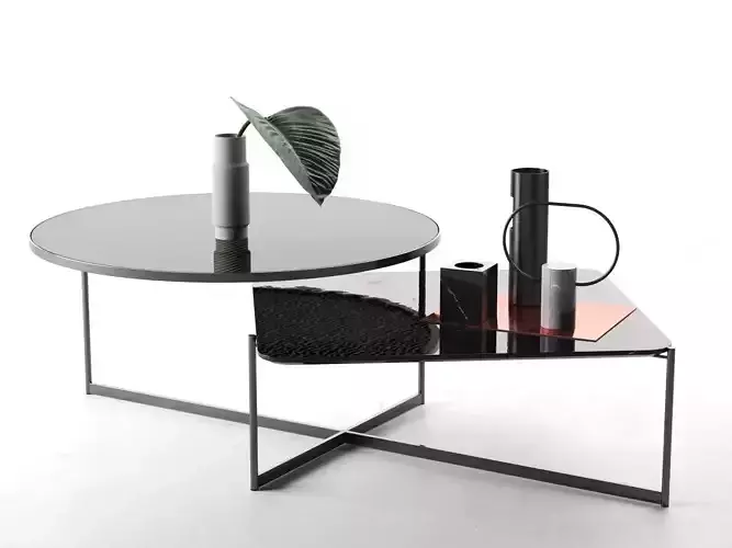 Marble Vases with Leaf on Mohana Table