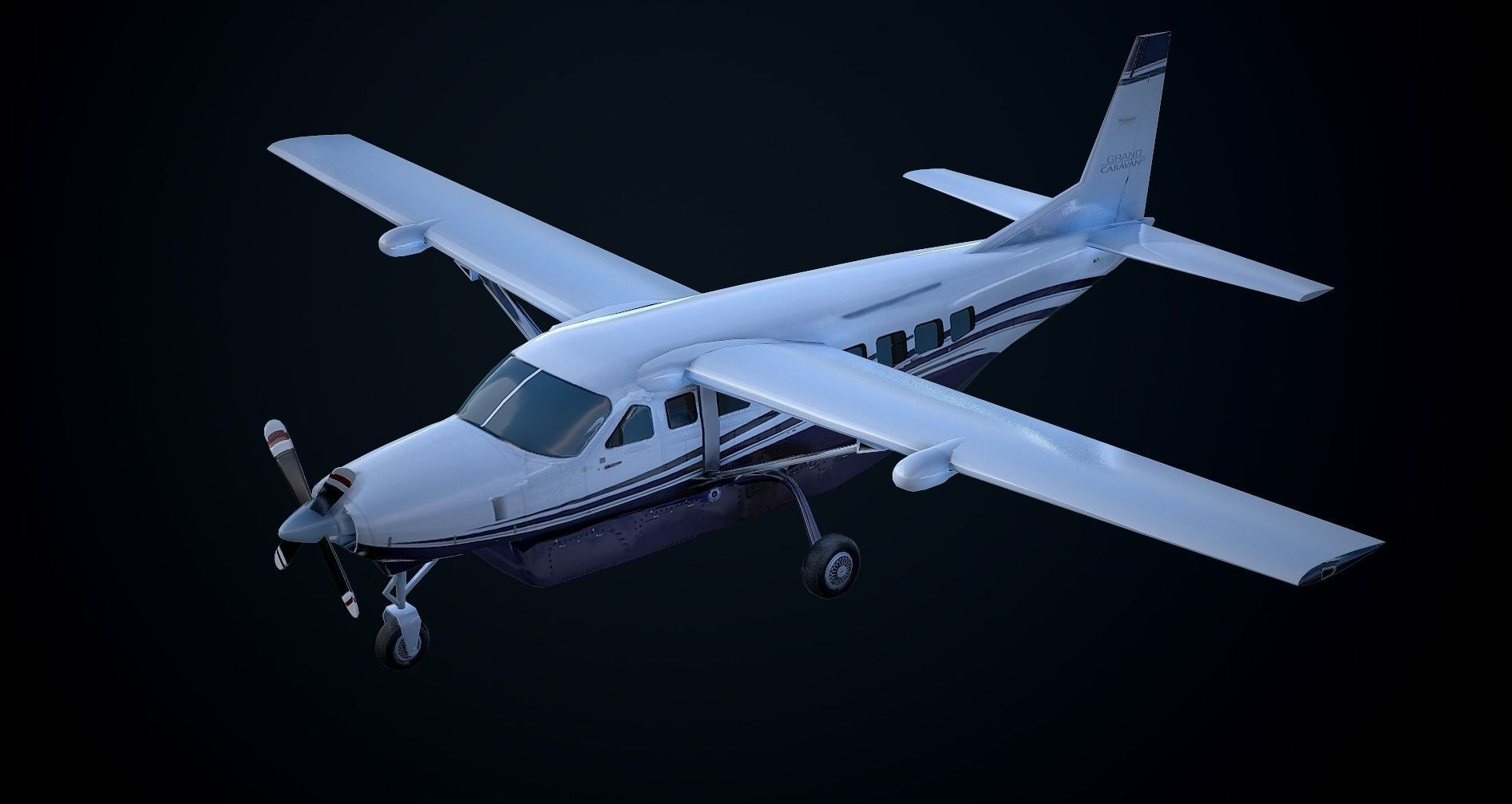 Cessna 208 Caravan VR Unreal PKG Low-poly 3D model_3
