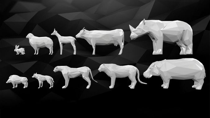 3D Printable Low-Poly Animals Pack 3D print model
