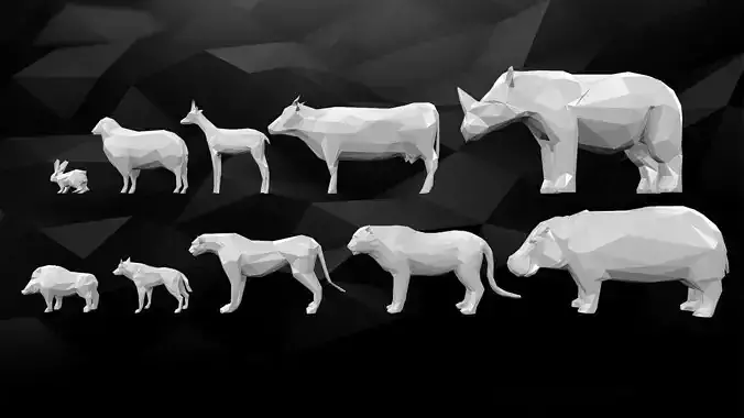 3D Printable Low-Poly Animals Pack 3D print model