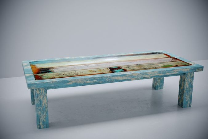 wood aged coffee table 3D model