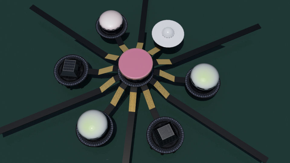 Ocean city cluster 3D model_2