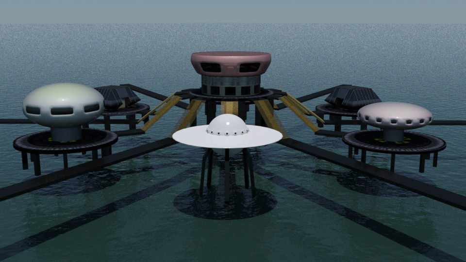 Ocean city cluster 3D model_1