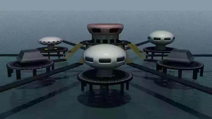 Ocean city cluster 3D model Ocean city cluster 3D model