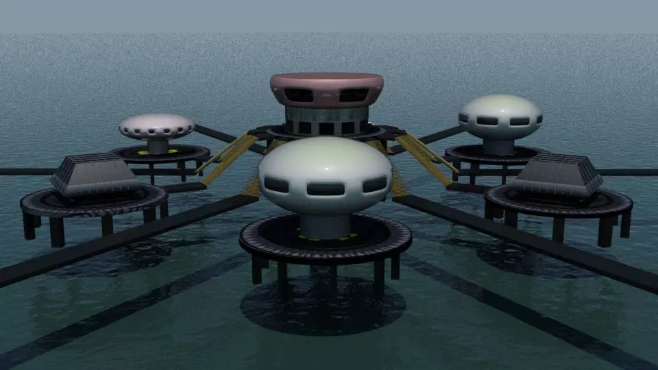 Ocean city cluster 3D model_0