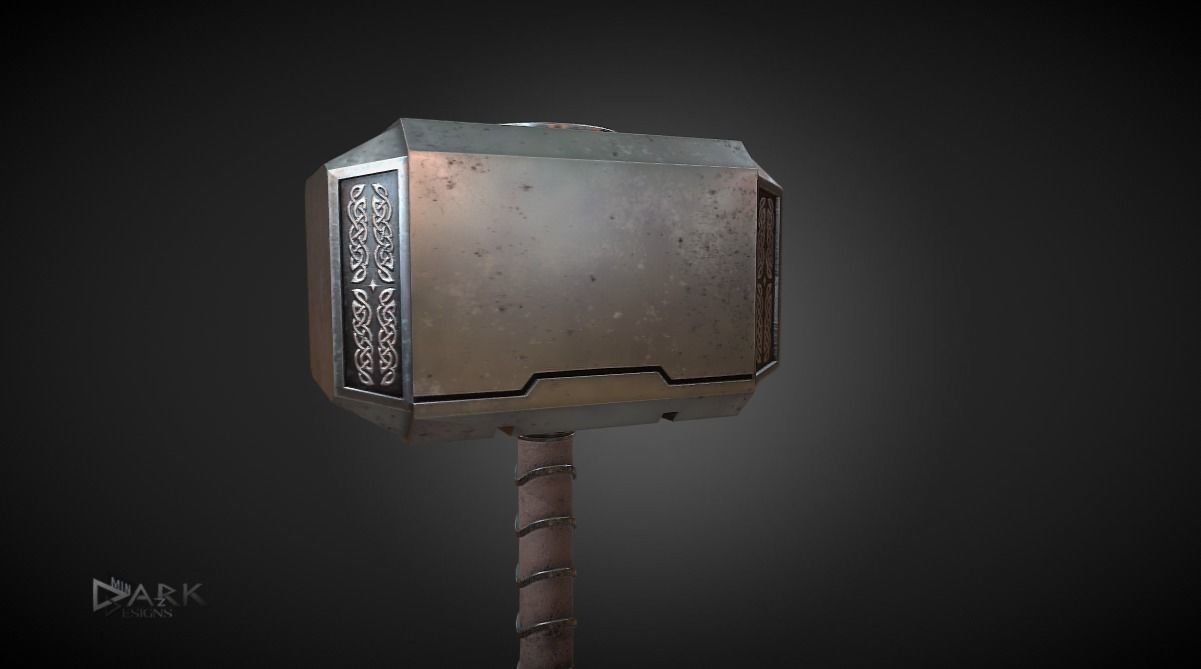 Mjolnir Thors Hammer Low-poly 3D model_3