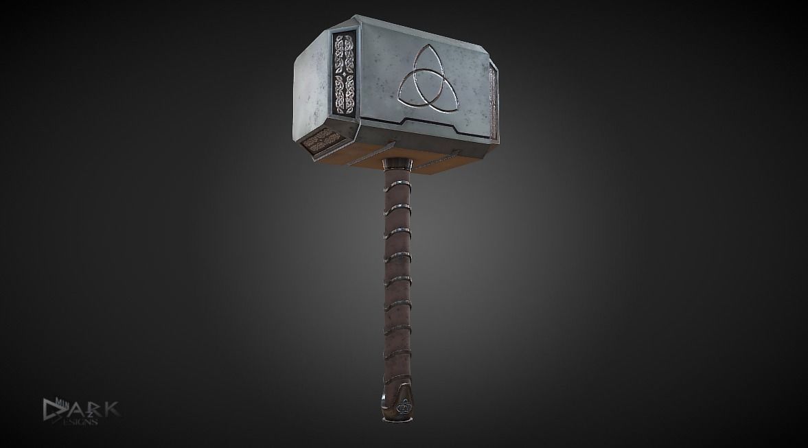 Mjolnir Thors Hammer Low-poly 3D model_1