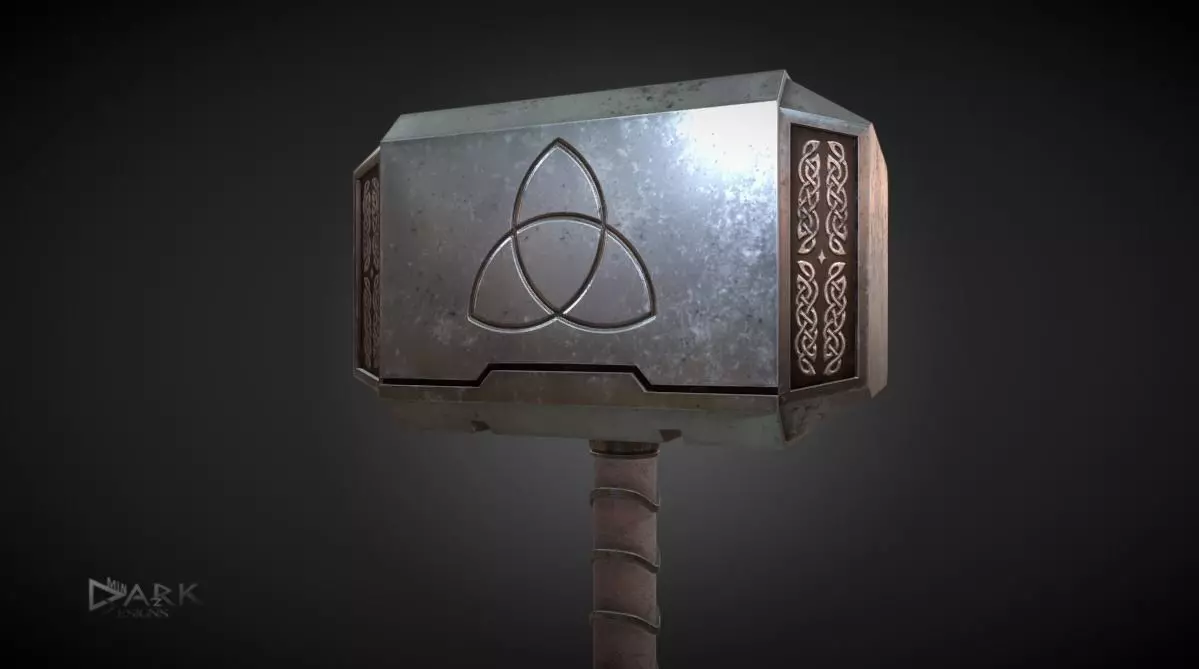 Mjolnir Thors Hammer Low-poly 3D model_0