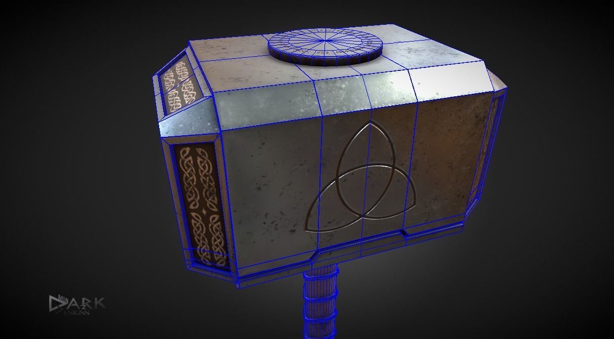 Mjolnir Thors Hammer Low-poly 3D model_5