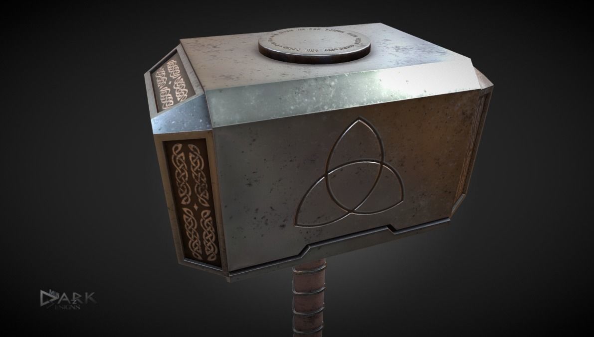 Mjolnir Thors Hammer Low-poly 3D model_4