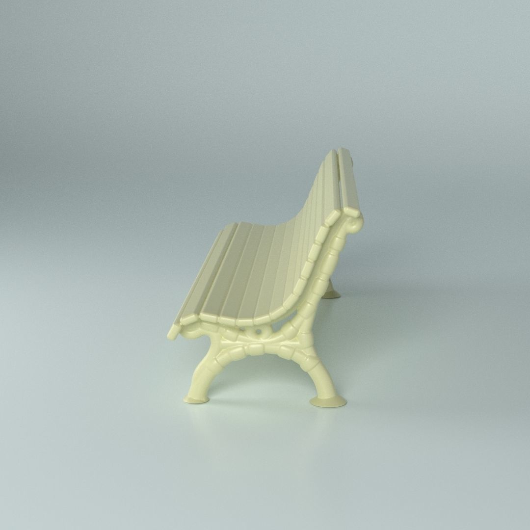 Classic garden bench for Architecture props 3D print model_4