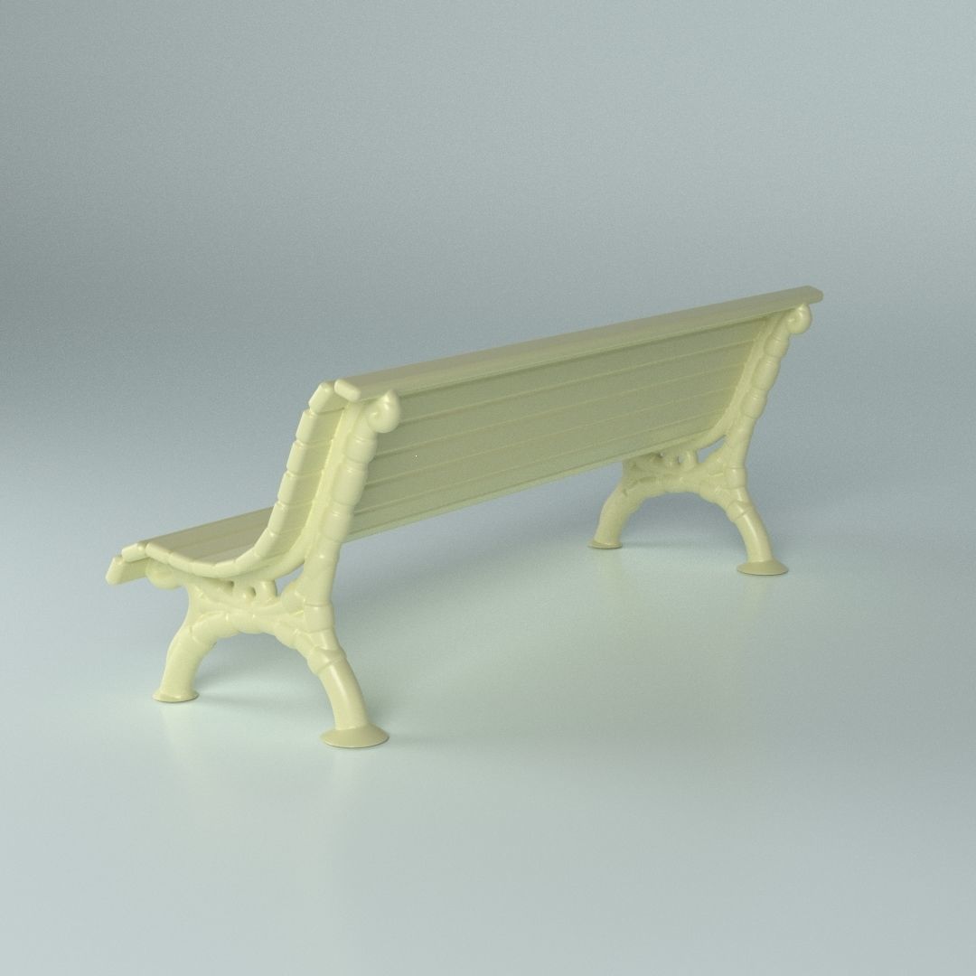 Classic garden bench for Architecture props 3D print model_5