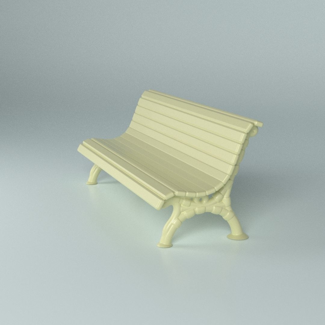 Classic garden bench for Architecture props 3D print model_3