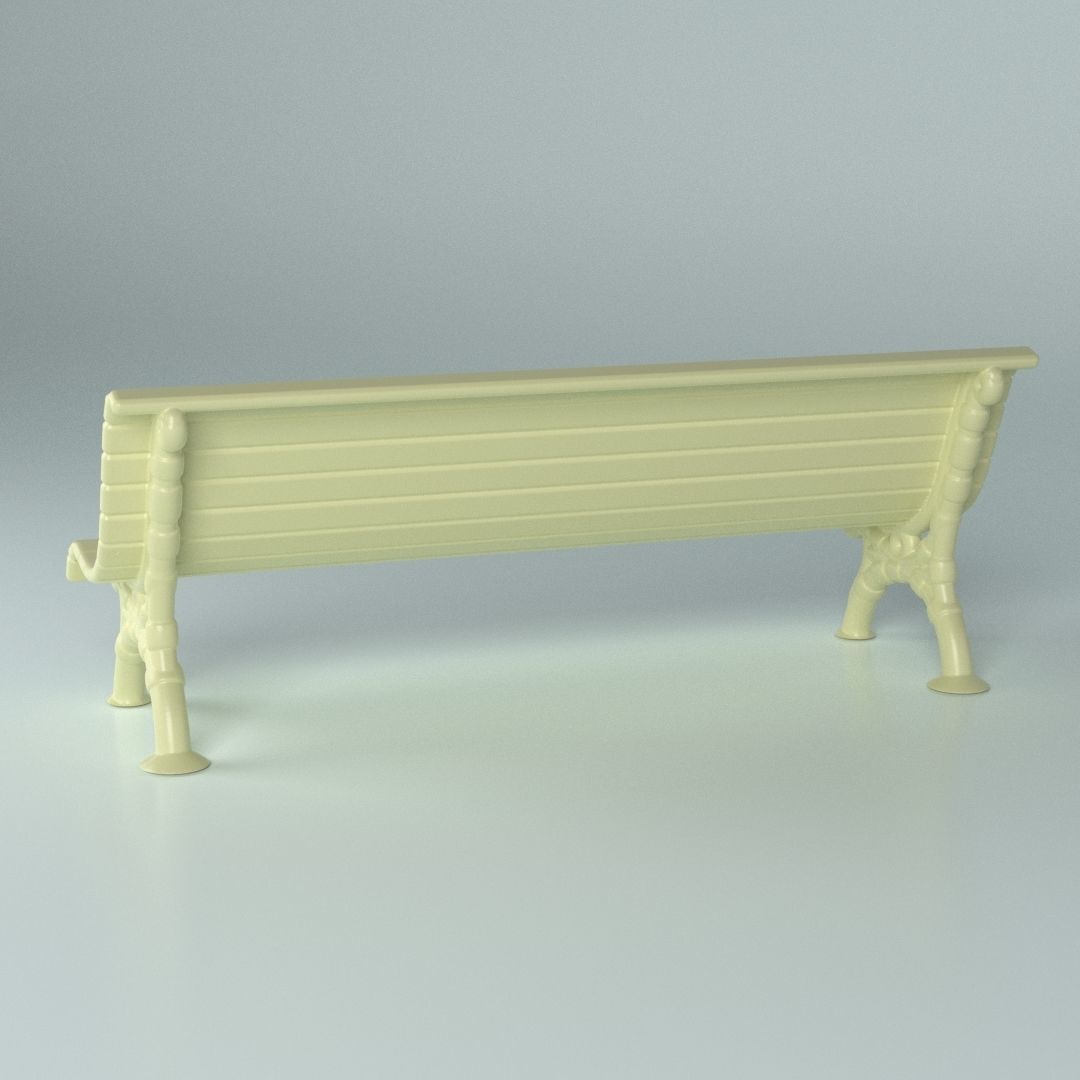 Classic garden bench for Architecture props 3D print model_2