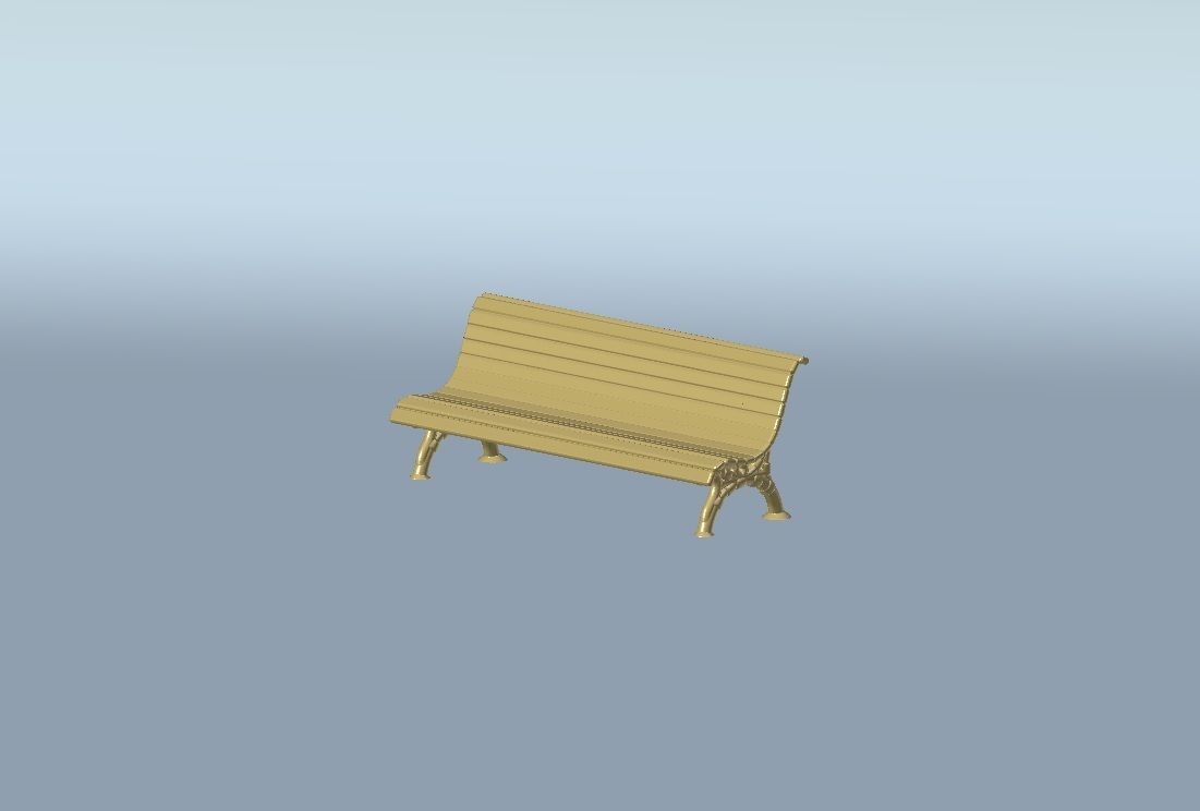 Classic garden bench for Architecture props 3D print model_6