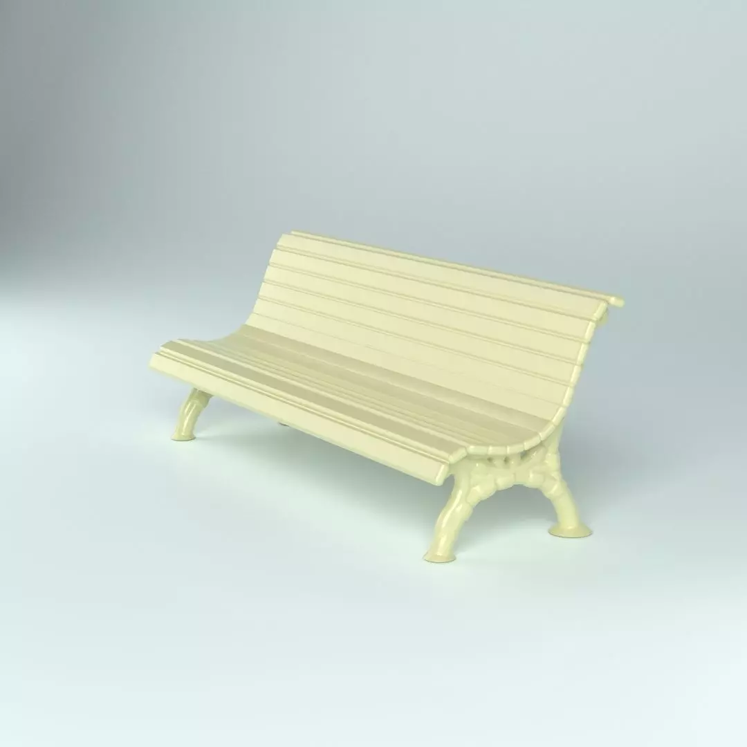 Classic garden bench for Architecture props 3D print model_0