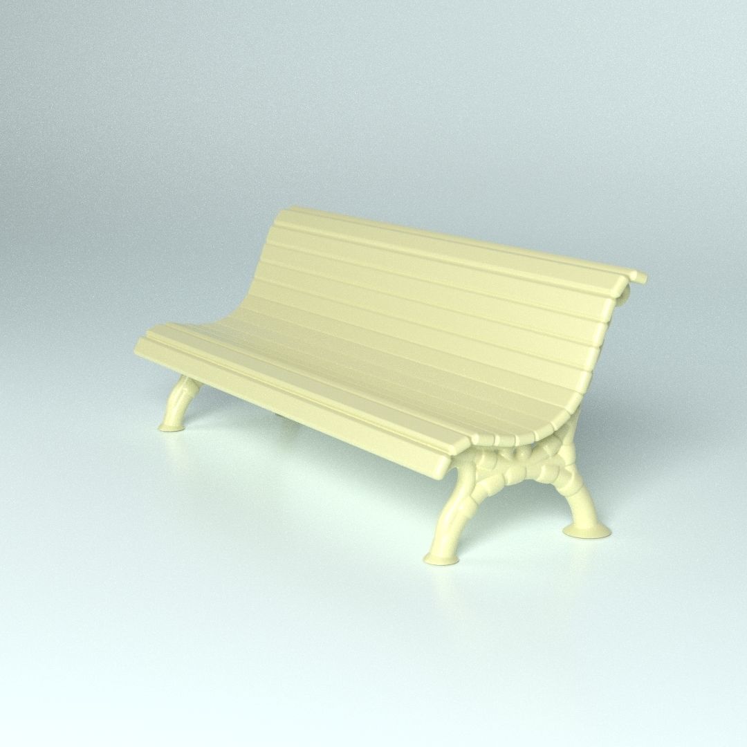 Classic garden bench for Architecture props 3D print model_1