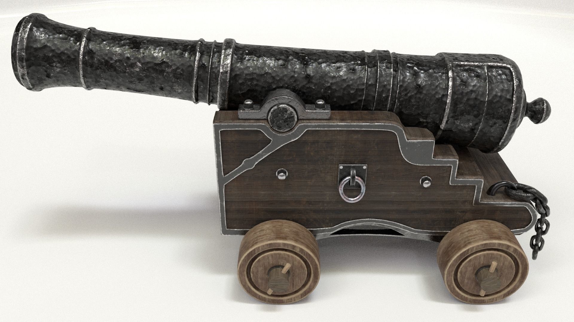 Old Cannon Low-poly 3D model_10