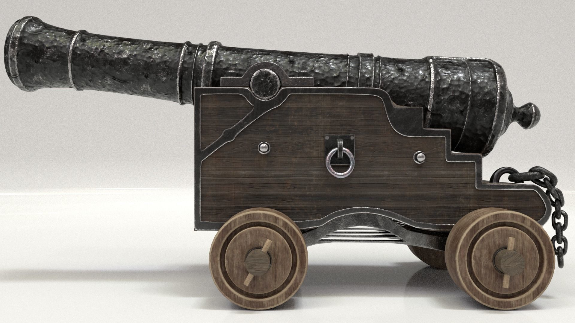 Old Cannon Low-poly 3D model_9