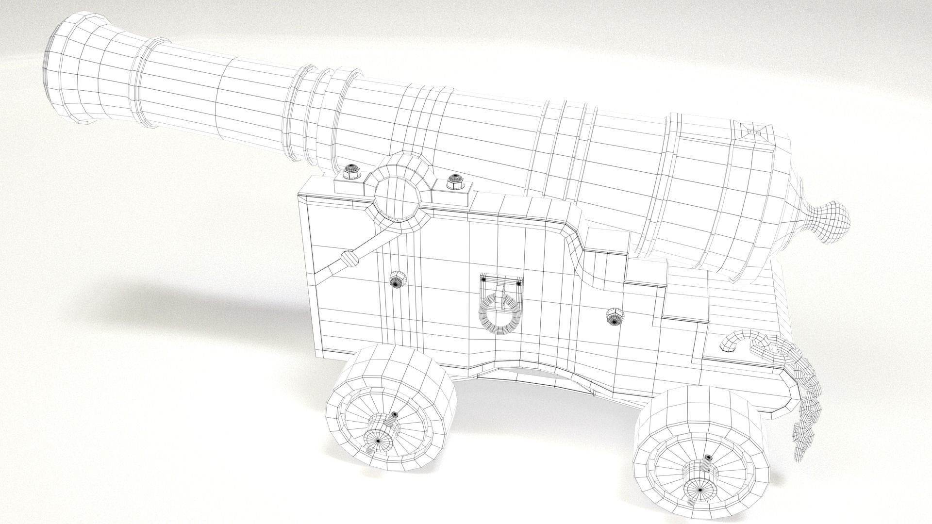 Old Cannon Low-poly 3D model_42