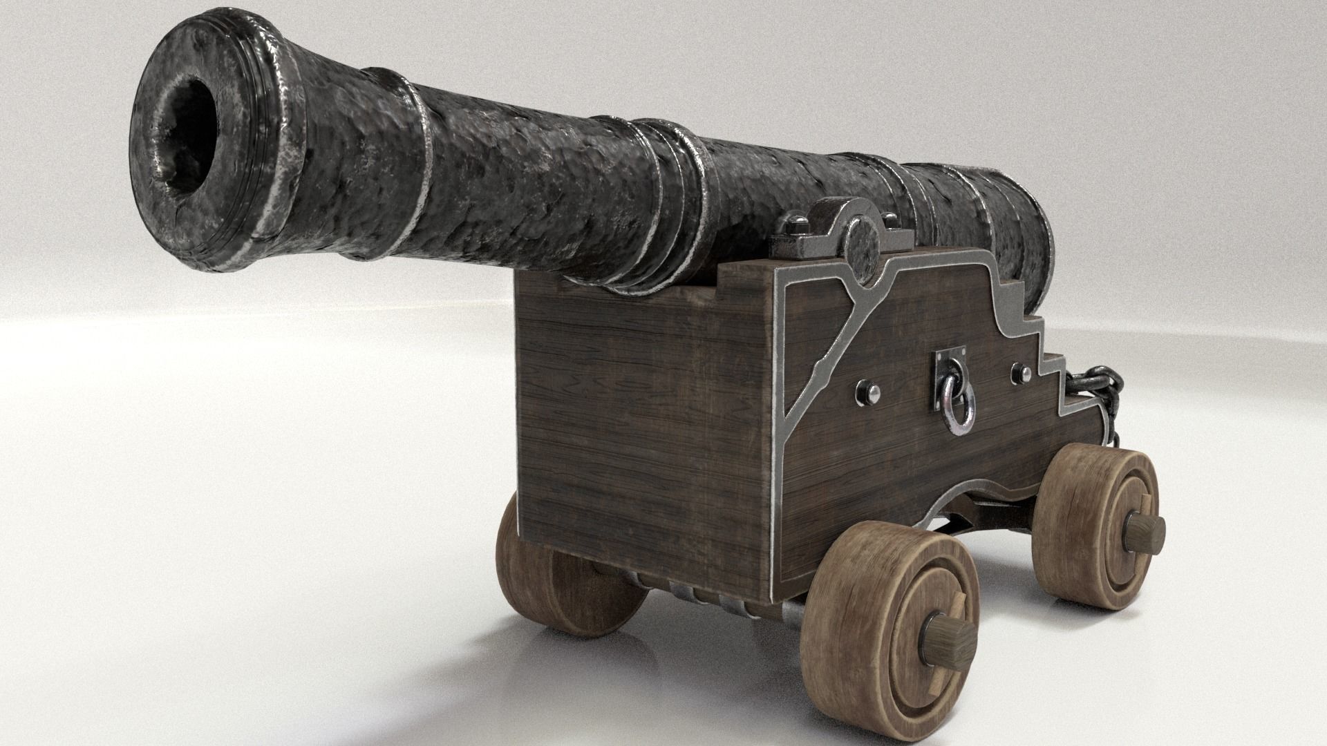 Old Cannon Low-poly 3D model_8