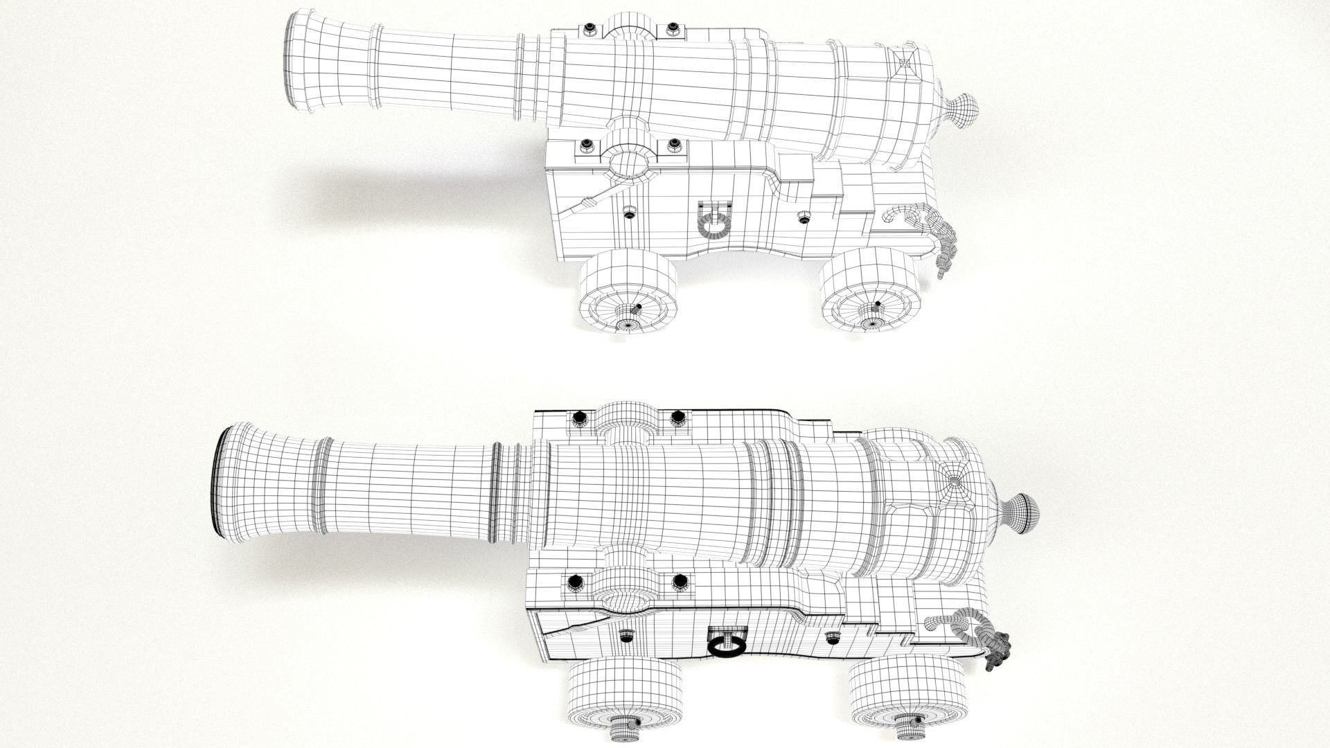 Old Cannon Low-poly 3D model_7