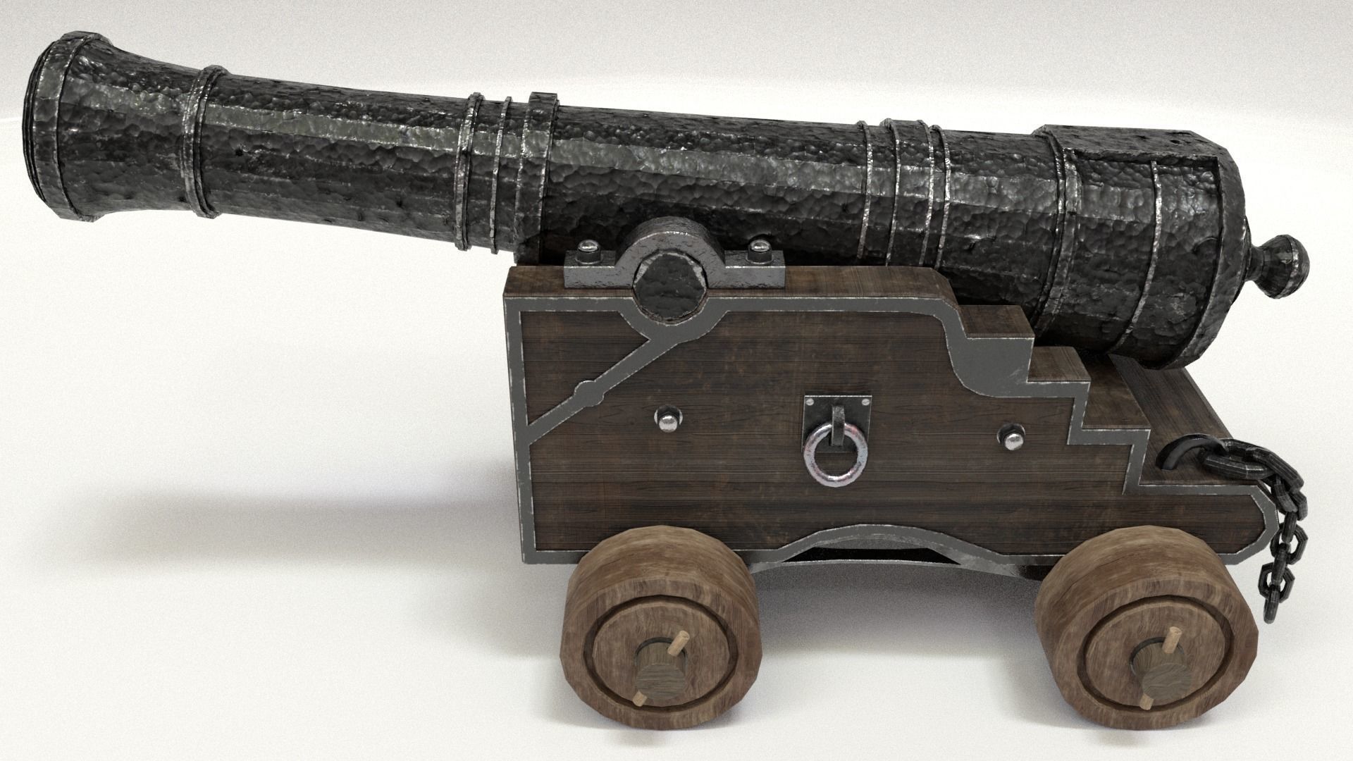 Old Cannon Low-poly 3D model_30