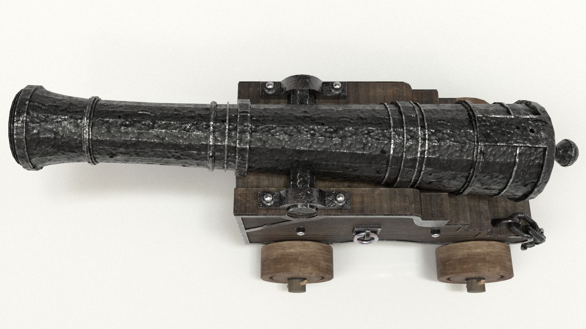 Old Cannon Low-poly 3D model_33