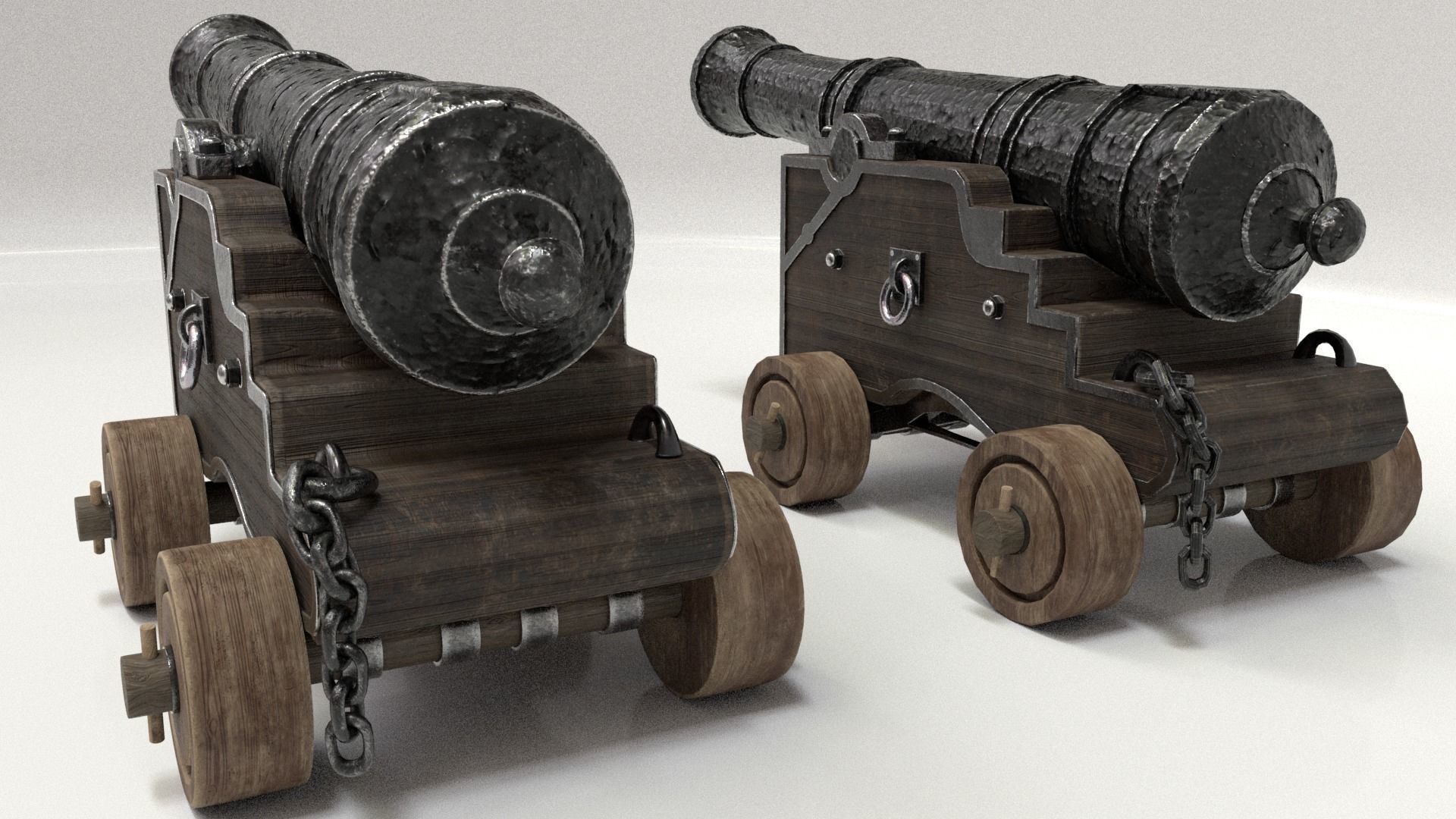 Old Cannon Low-poly 3D model_2