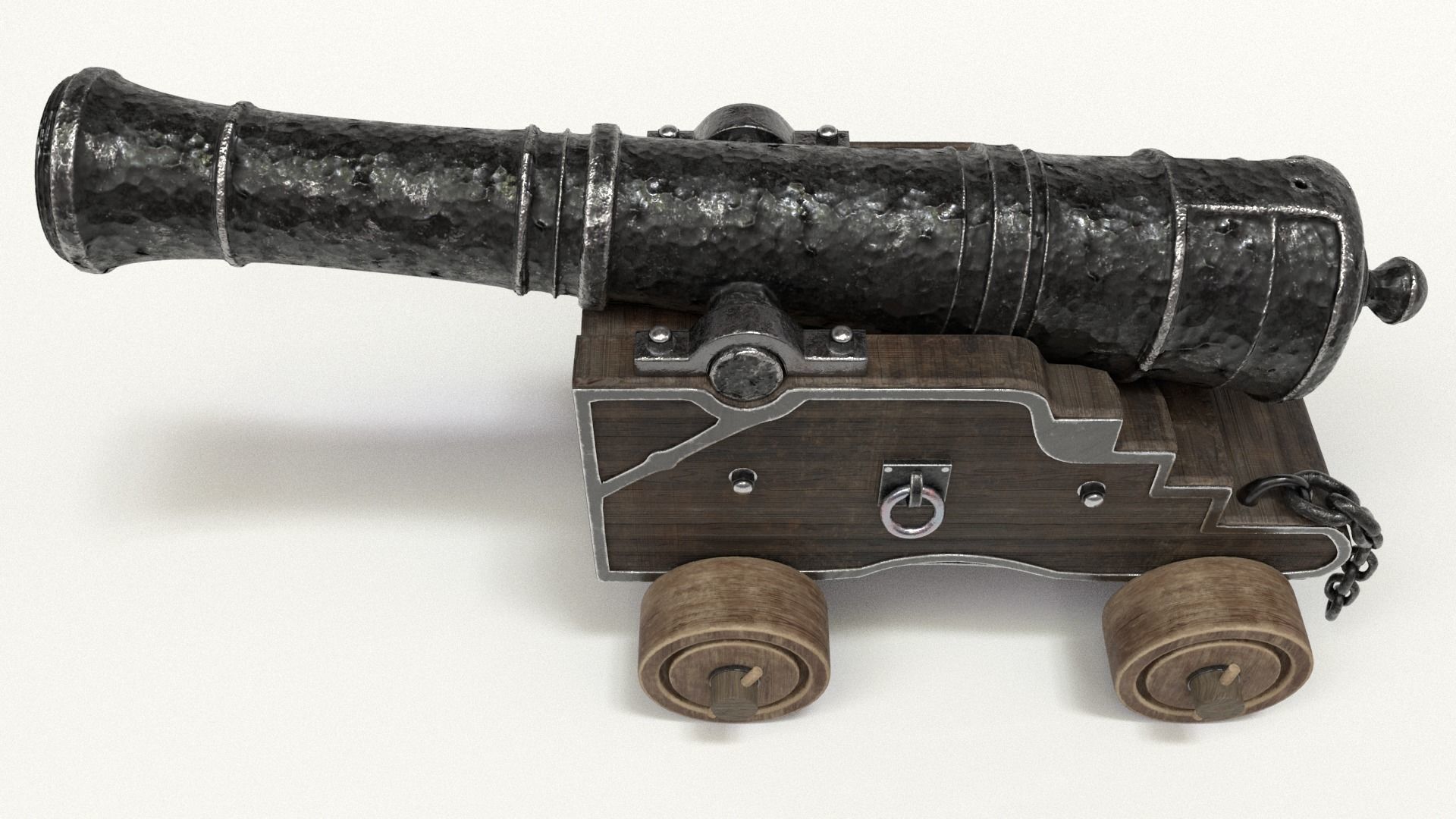 Old Cannon Low-poly 3D model_13