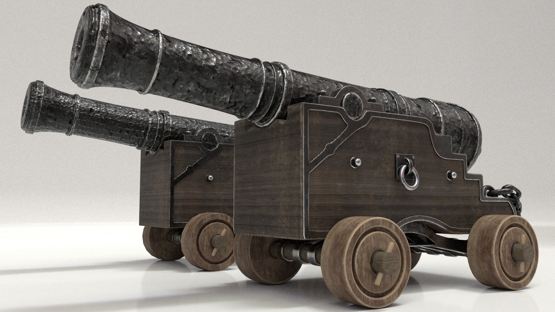 Old Cannon Low-poly 3D model_5