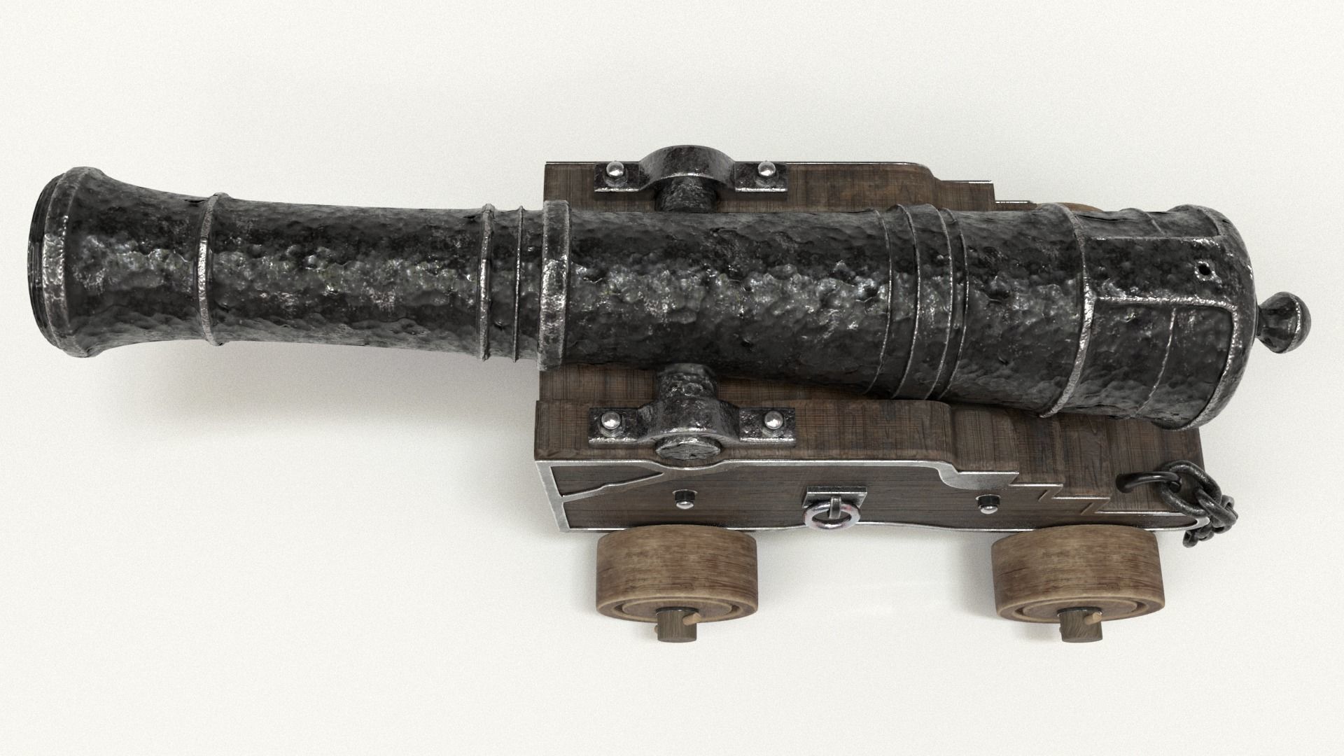 Old Cannon Low-poly 3D model_14