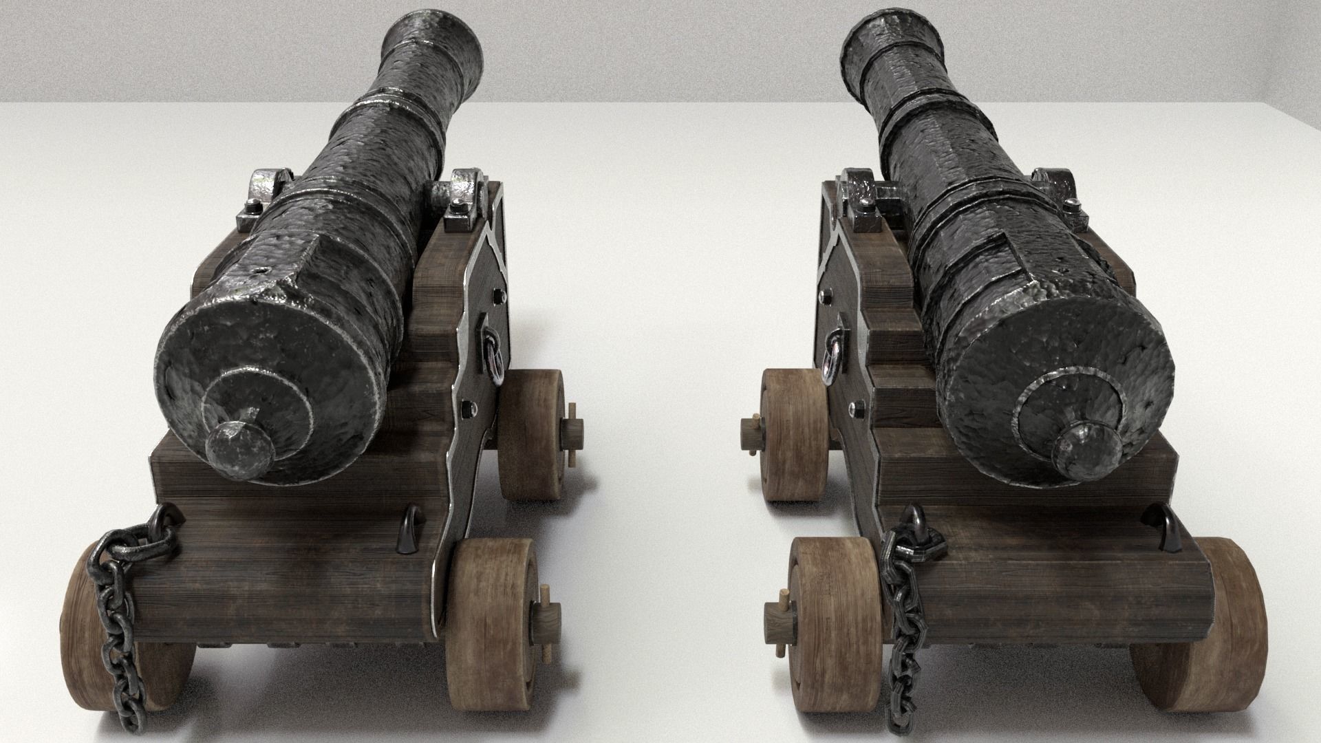 Old Cannon Low-poly 3D model_3