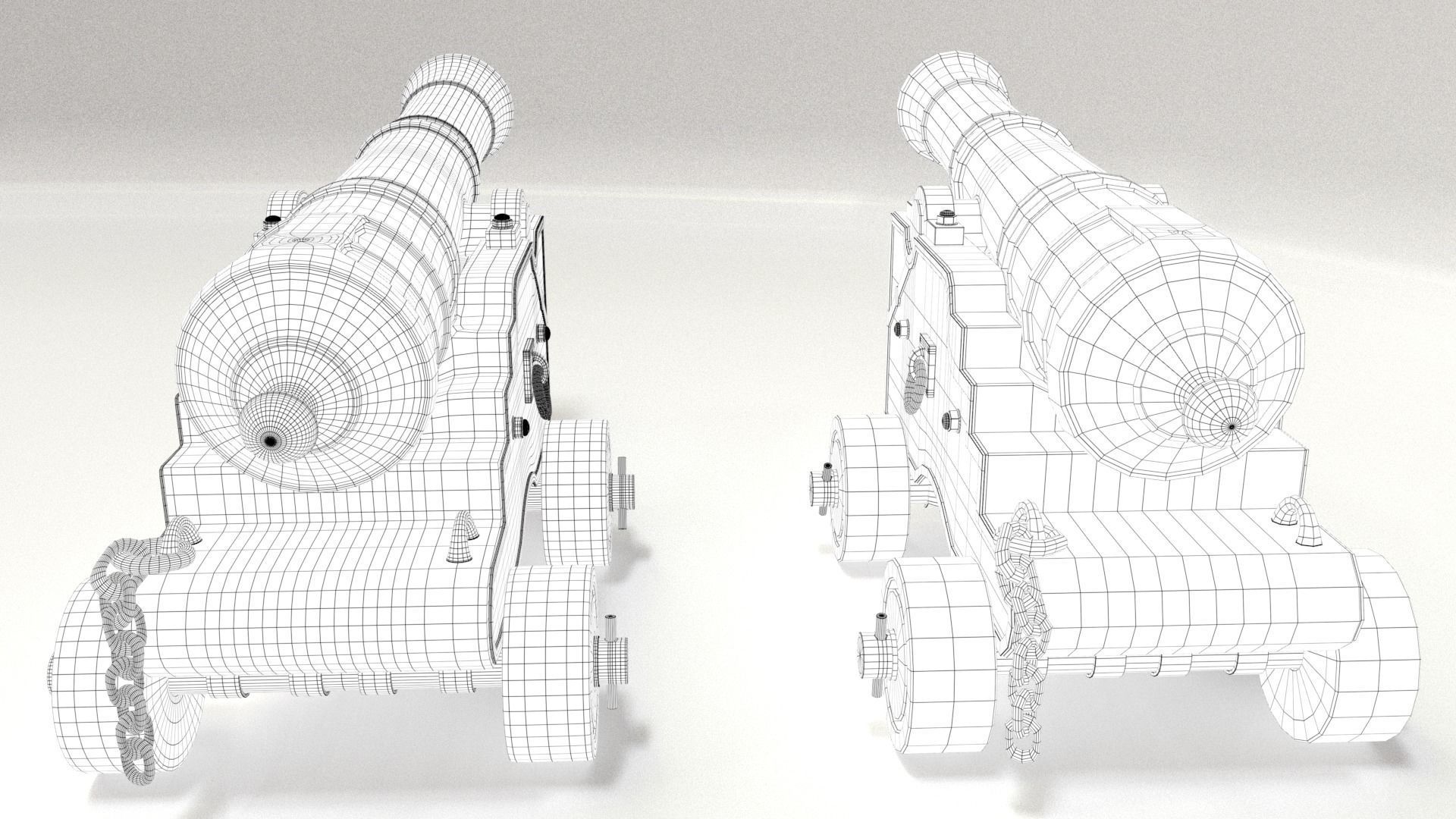 Old Cannon Low-poly 3D model_4