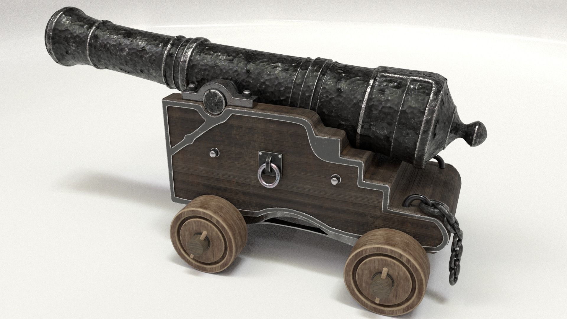 Old Cannon Low-poly 3D model_26