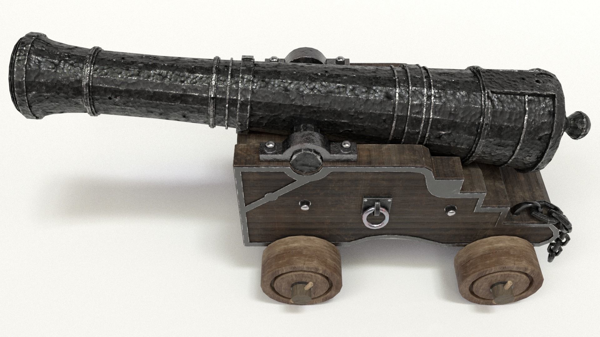 Old Cannon Low-poly 3D model_29