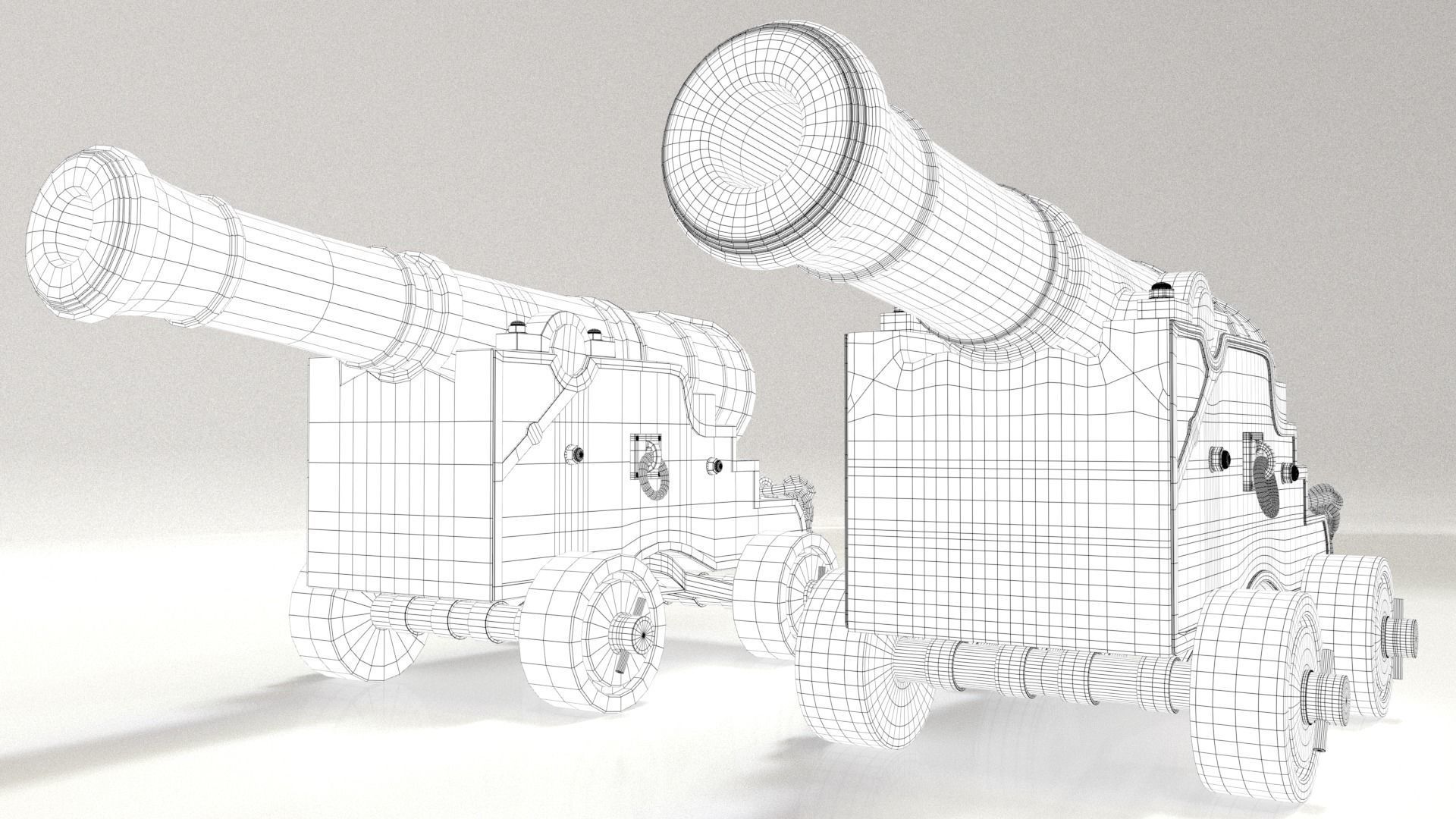 Old Cannon Low-poly 3D model_1