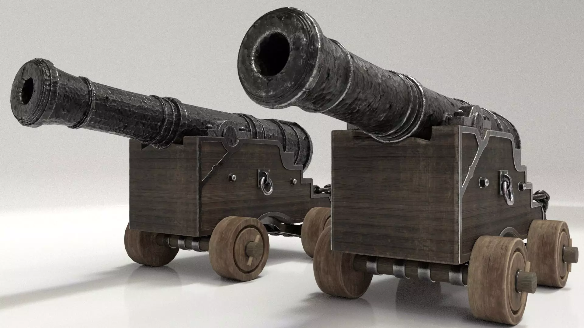 Old Cannon Low-poly 3D model_0