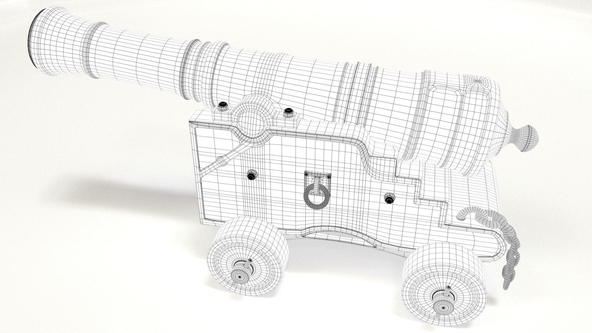 Old Cannon Low-poly 3D model_27
