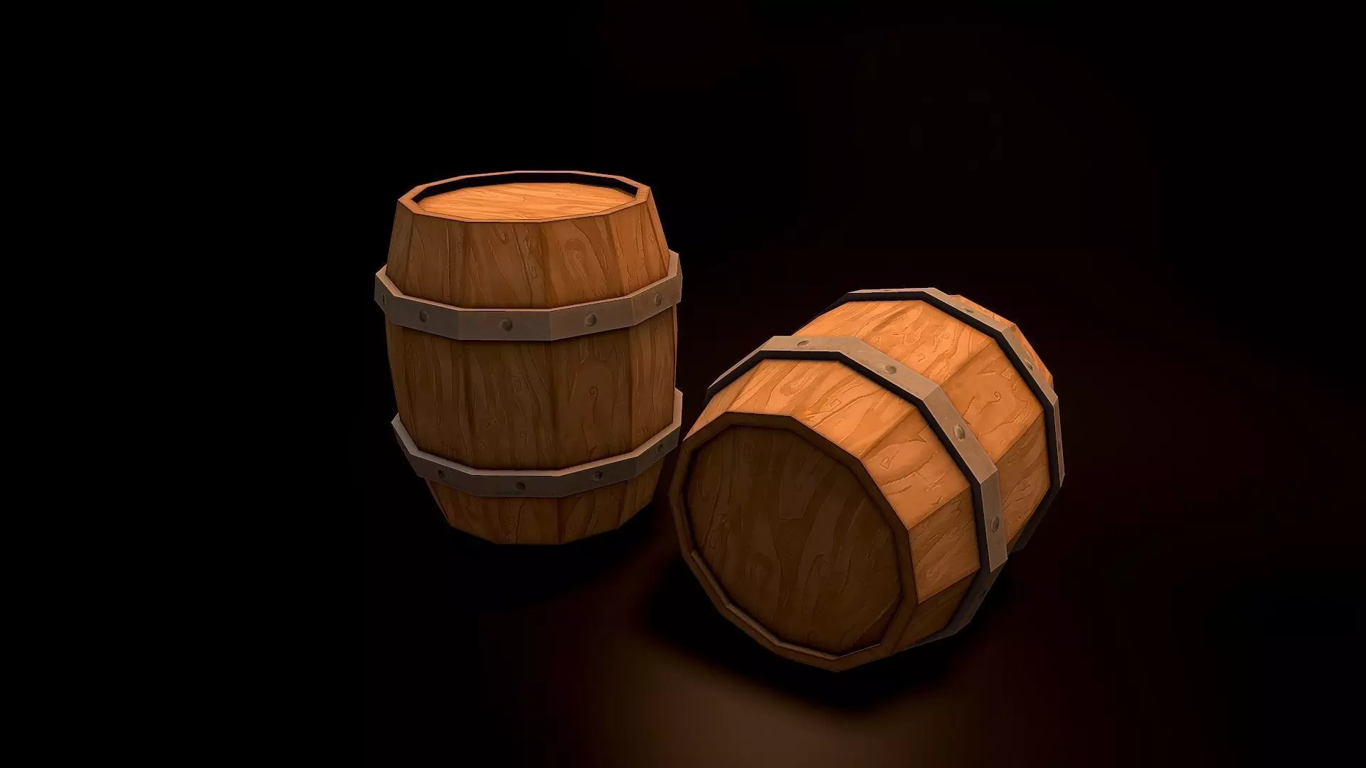 Wooden Barrel Free low-poly 3D model