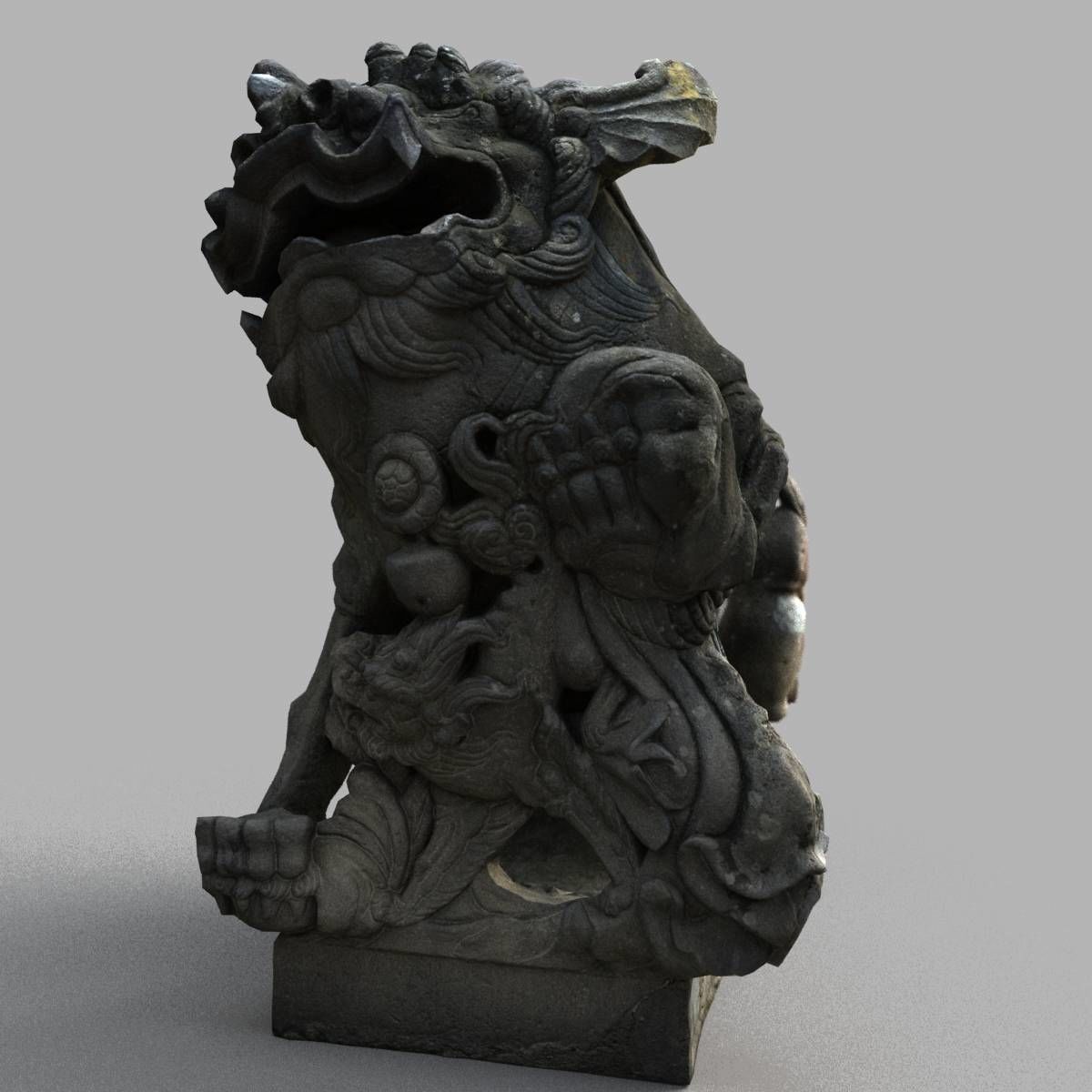 Lion-statue-006F chinese lion statue - chinese lion statue Low-poly 3D model_5