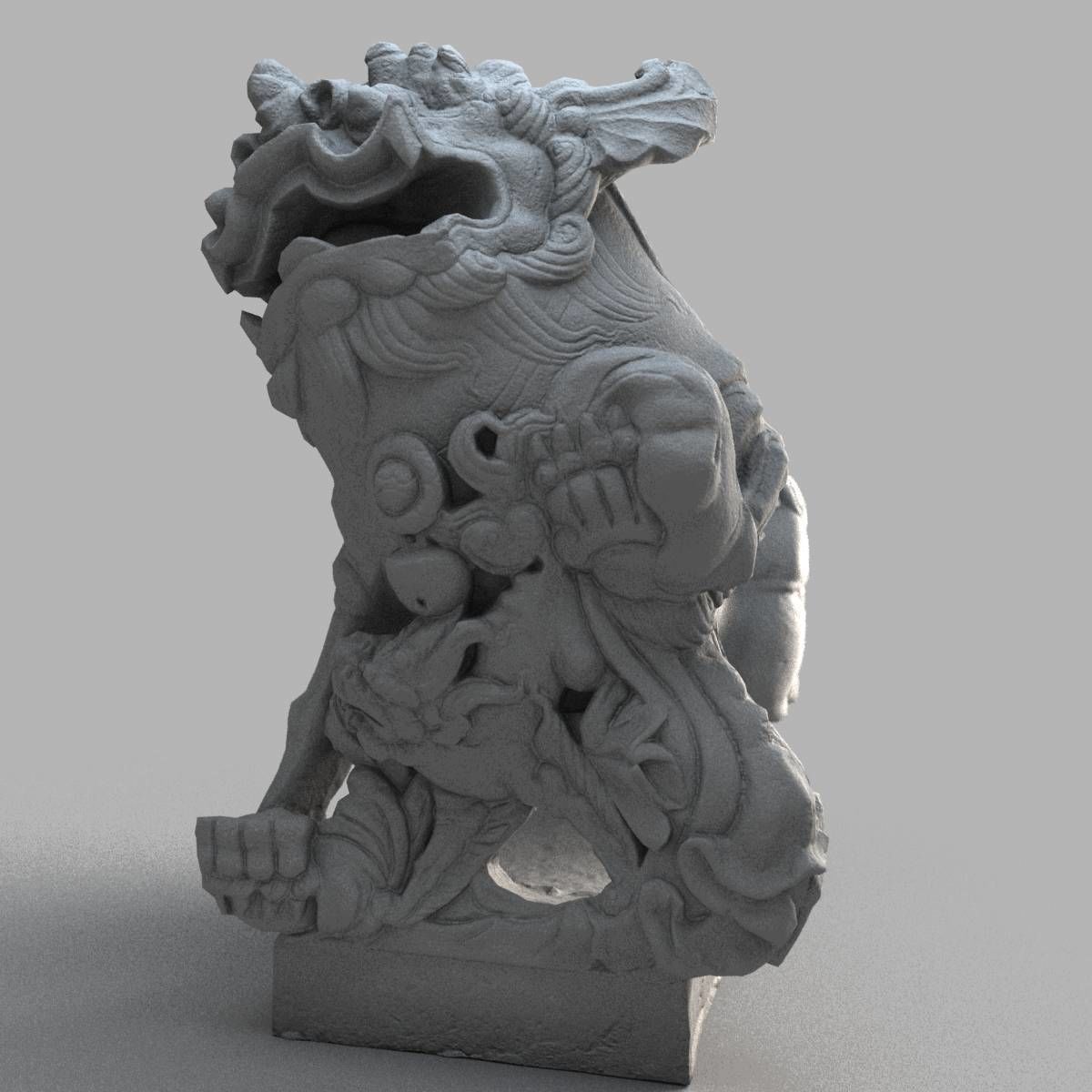 Lion-statue-006F chinese lion statue - chinese lion statue Low-poly 3D model_11