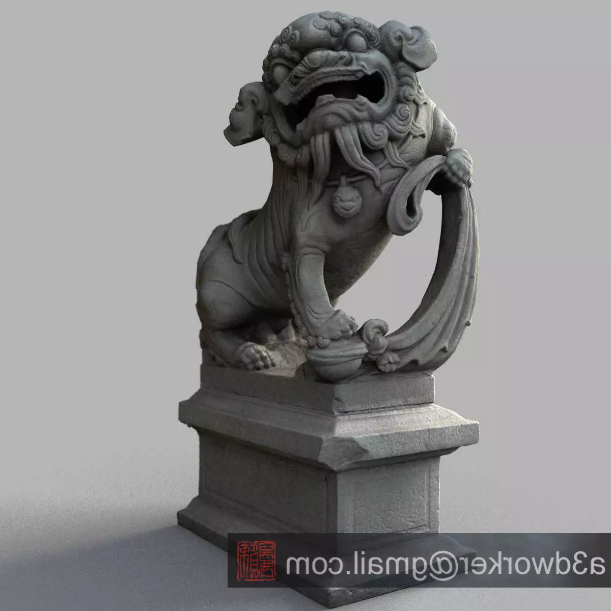 Lion-statue-007M lion statue 3D model_0
